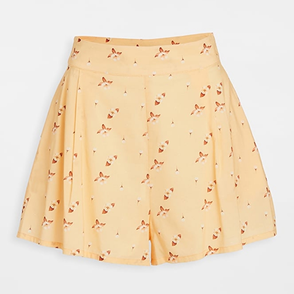 WeWoreWhat We Wore What Etoile Shorts High Waist Flowers Impala Yellow White L - Picture 7 of 16